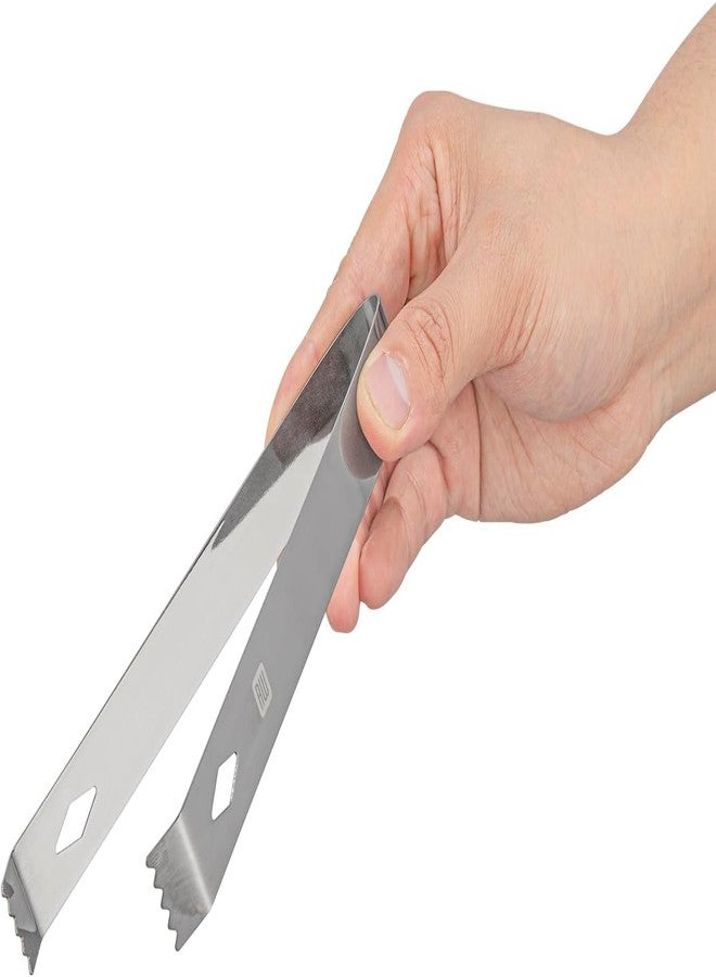 ProKitchen.Homes ProKitchen Stainless Steel Ice Tong Diamond for Cocktails - with Claw Grip Teeth, Ergonomic Grip Metal Tongs, Ice Picker for Bar and Home - Silver - Image 2